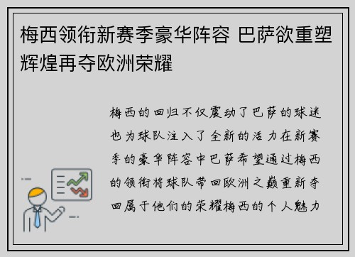 梅西领衔新赛季豪华阵容 巴萨欲重塑辉煌再夺欧洲荣耀